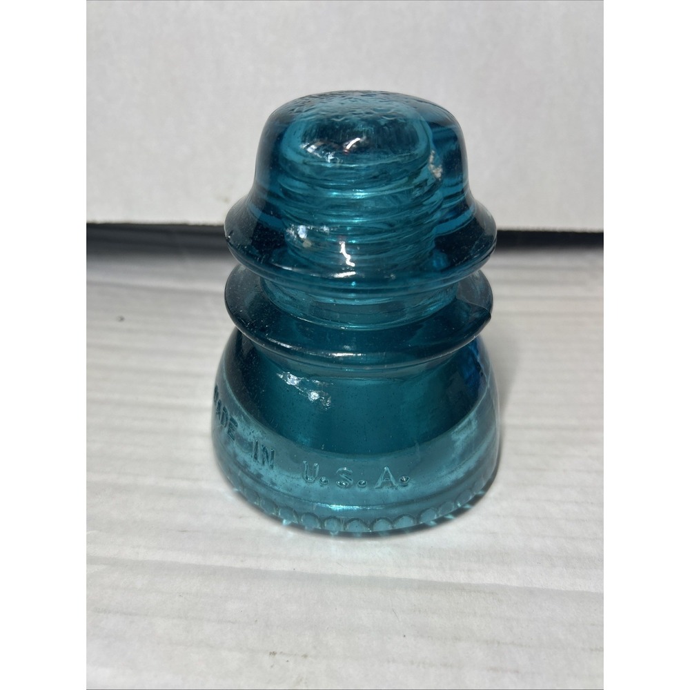 Vintage Hemingray 42 Aqua / Blue Glass Telephone Pole Insulator Made in USA